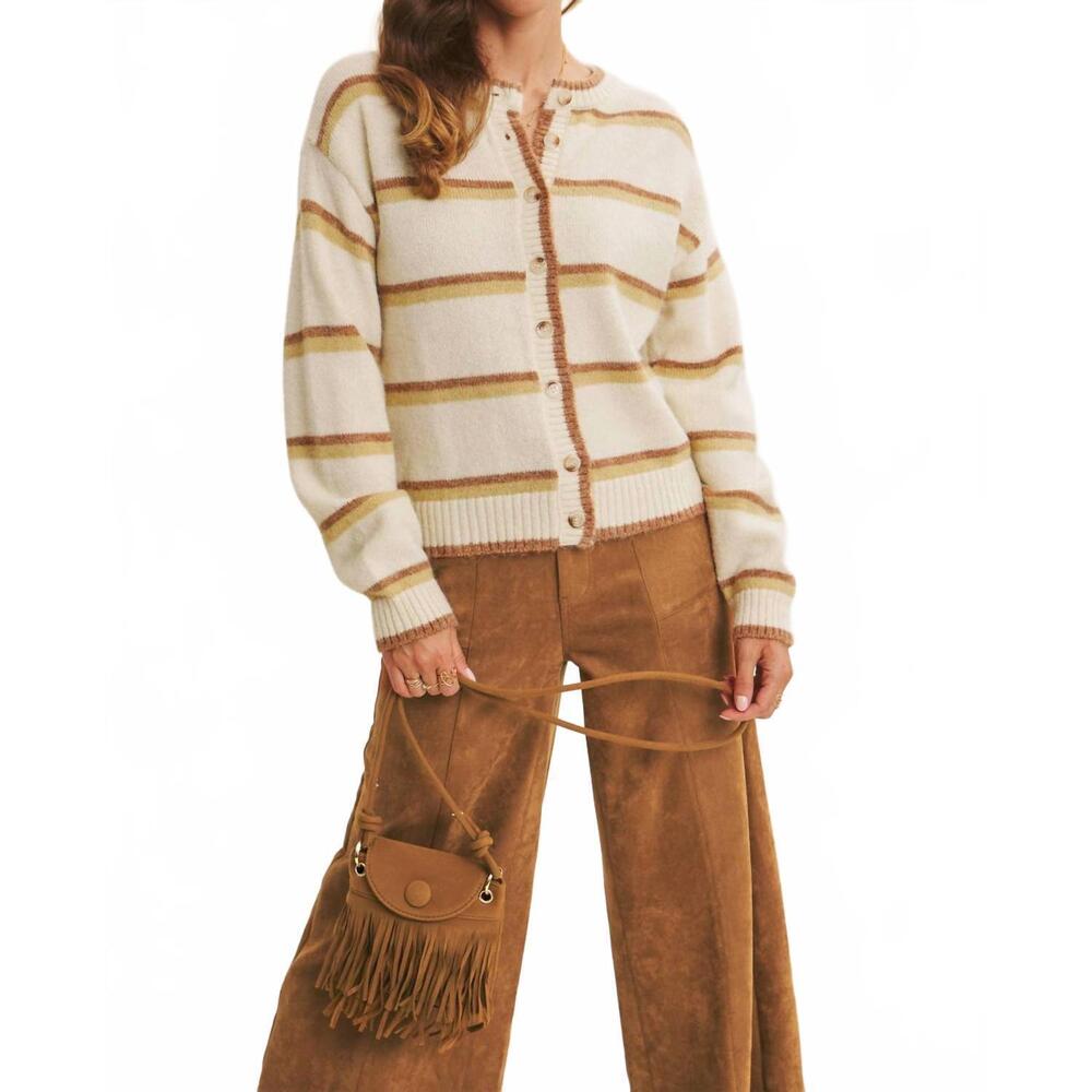NEW IN FEBRUARY cozy charm to autumn plan stripe cardigan in cream multi